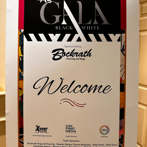 Gala welcome sign for Bockrath Flooring & Rugs Team