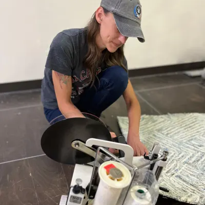 Repairing an area rug in Dayton OH by Bockrath Rug Studio