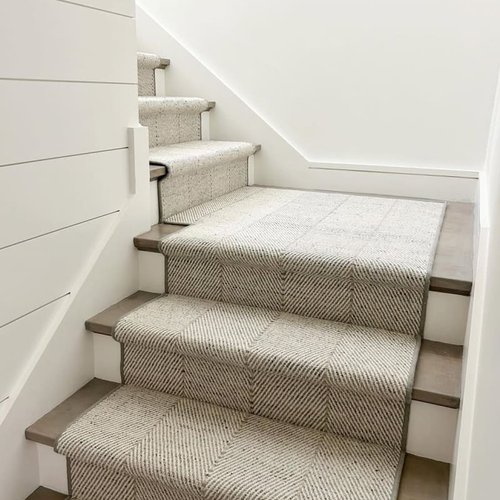 Light carpet stair runner in Dayton Ohio by Bockrath Flooring and Rugs