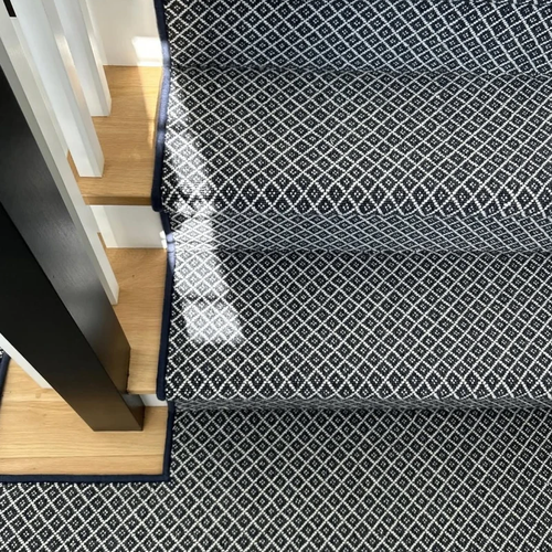 Dark patterned carpet stair runner in Dayton OH