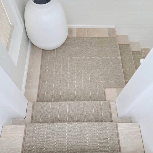 Beige carpet stair runner in Dayton OH