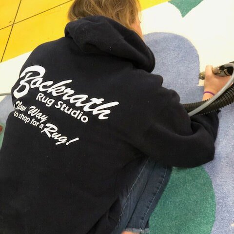 Custom flower rug design in Dayton OH by Bockrath Flooring & Rugs