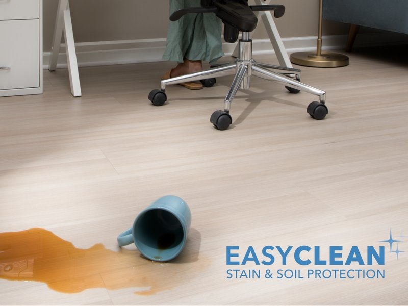 EasyClean Waterproof flooring with spilled coffee