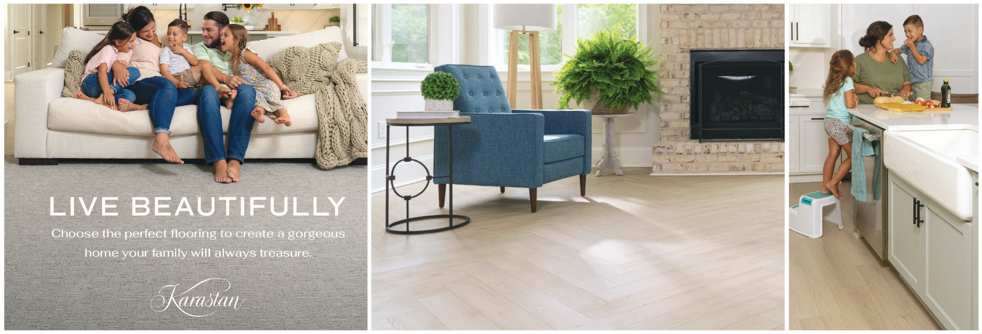 Karastan Carpet flooring promotion in a stylish family home