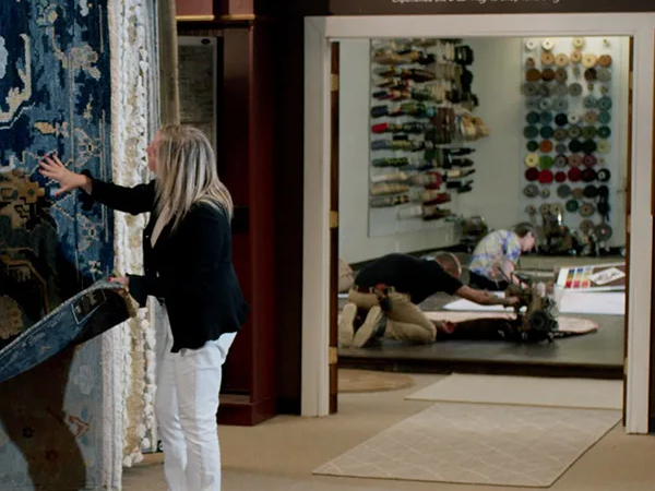 Browsing Area Rugs at Bockrath Flooring Showroom in Dayton, OH